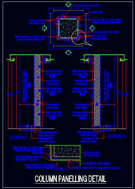 Interior Column Paneling CAD- Gypsum & L-Profile Trim